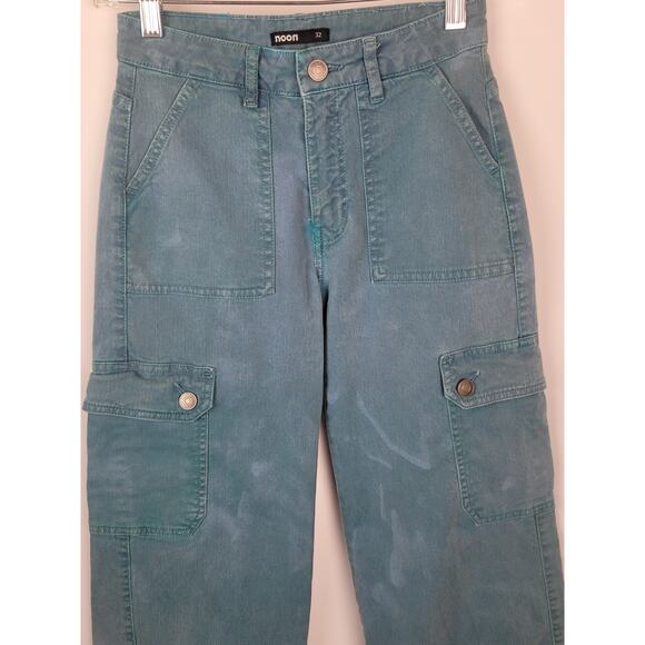 Noon Cargo Culotte Kids Jeans Teal Green Size 24x26.5 EU 32 - Picture 2 of 10